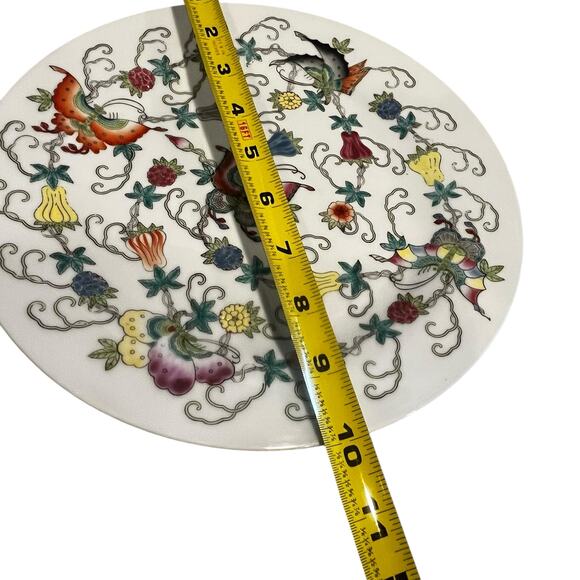 Chinese 10” Plate Butterflies, Flowers, Gourds, and Vines - Picture 3 of 8